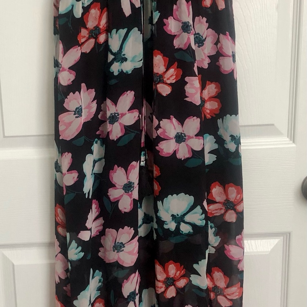 Candie's Pink and black Maxi Dress, Strapless, floral,  Size M,